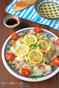 餃子の皮がもっちり！豚バラと水菜のレンジ蒸し