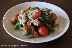 冷凍ミニトマトが激うま♡野菜と豚肉のチーズ炒め