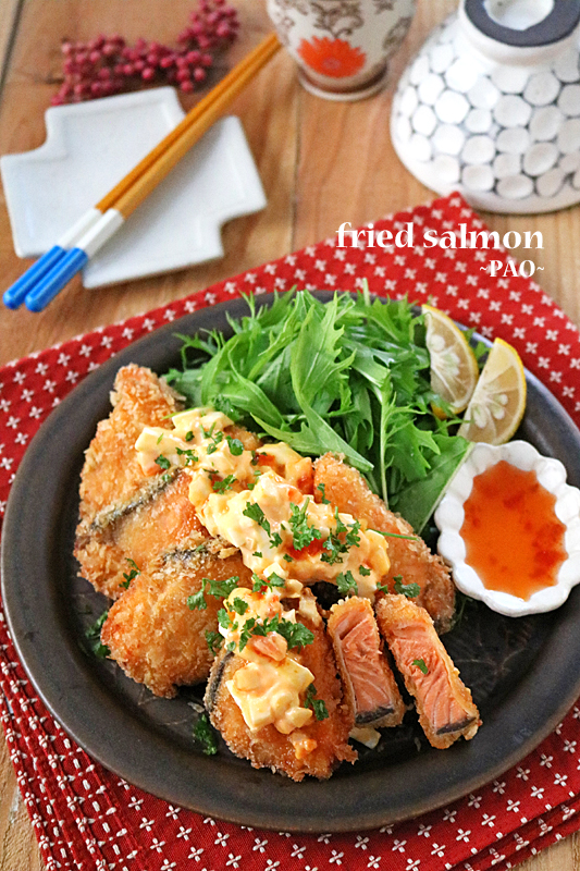 秋鮭でお弁当おかず♪パンチのある甘辛タルタルの鮭フライ！