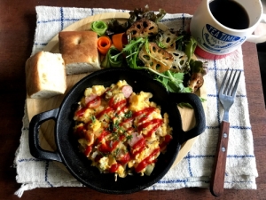 レンジで簡単オムレツで朝ごはんと、ちびまるこちゃん