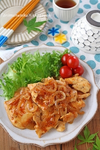 もっちり柔らか鶏むね肉と新玉ねぎの生姜焼き♪