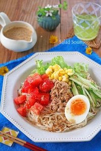 おうちにある材料で簡単サラダ素麺！ねりごまいらずの簡単ゴマダレ