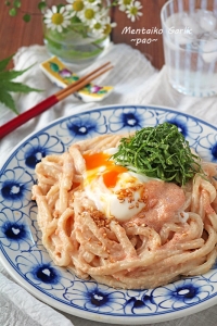 レンジでチンして和えるだけ♪5分で完成明太子ガーリック冷やしうどん