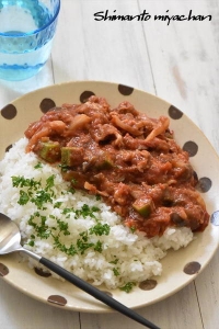 トマト缶で♪夏野菜のハッシュドポーク