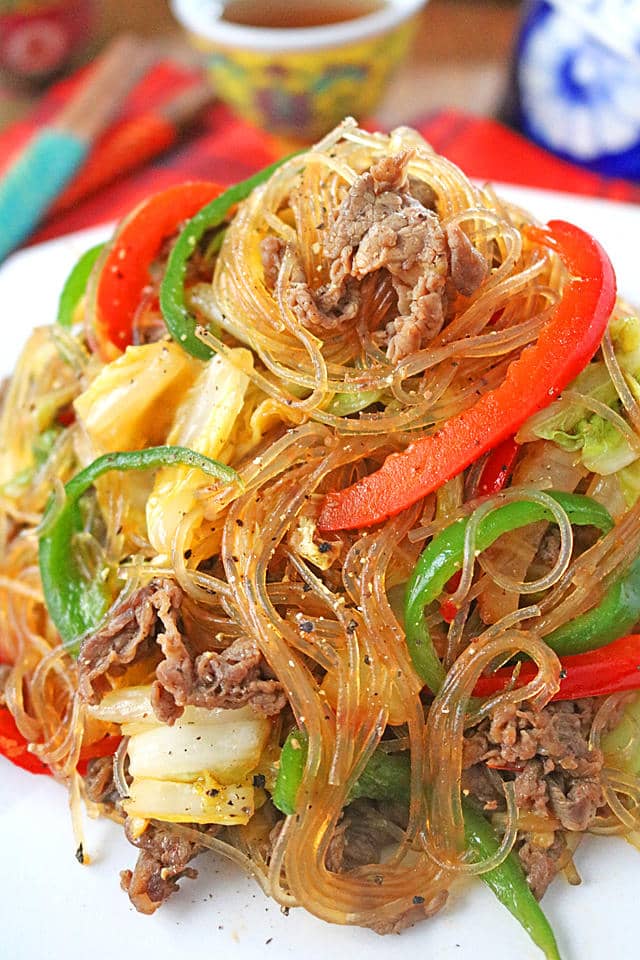 白菜と牛肉の旨辛春雨炒め
