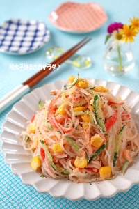 プチプチ食感にやみつき♪「和風明太子の春雨サラダ」