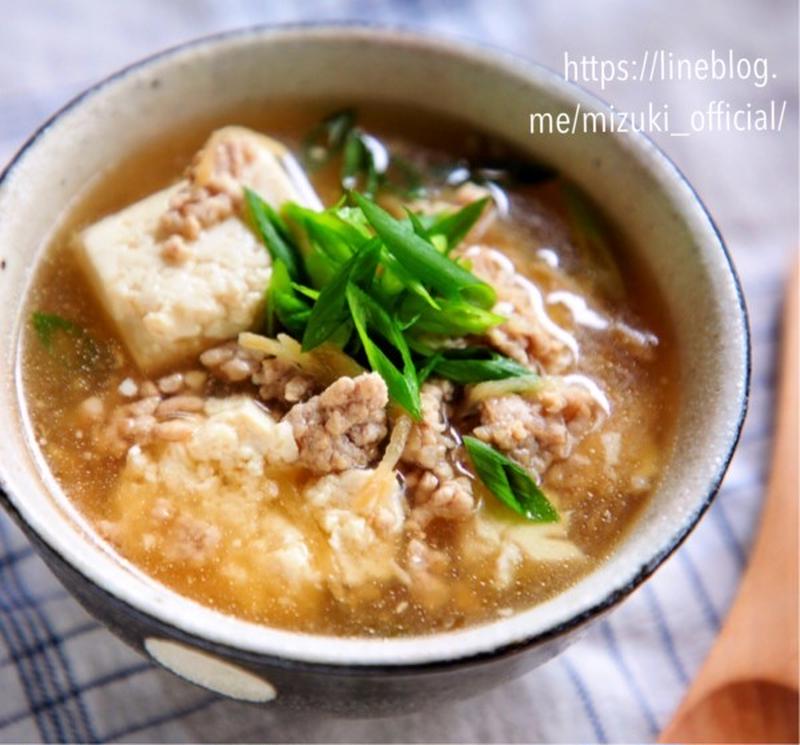 豆腐とひき肉で！食べごたえバッチリのおすすめスープ