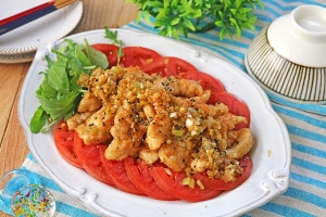 鶏むね肉がもっちりやわらか♪「ねぎだくスティックチキン」