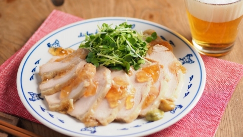 炊飯器で鶏むね肉のぽん酢サラダチキン