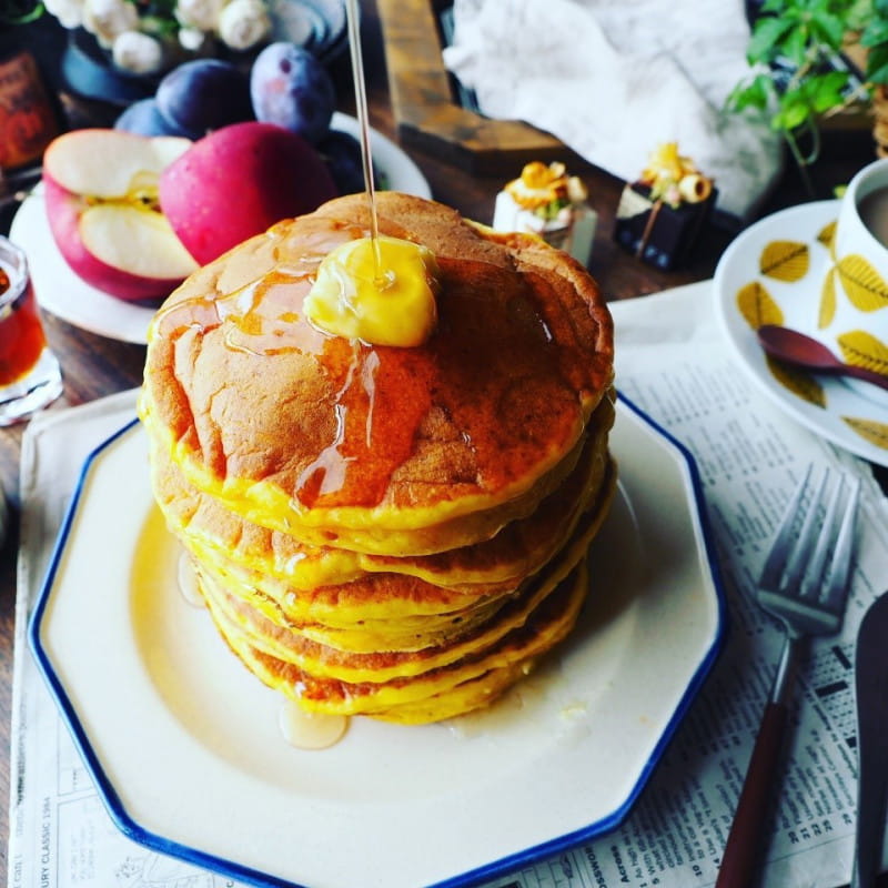 スパイスのかぼちゃのパンケーキのレシピ