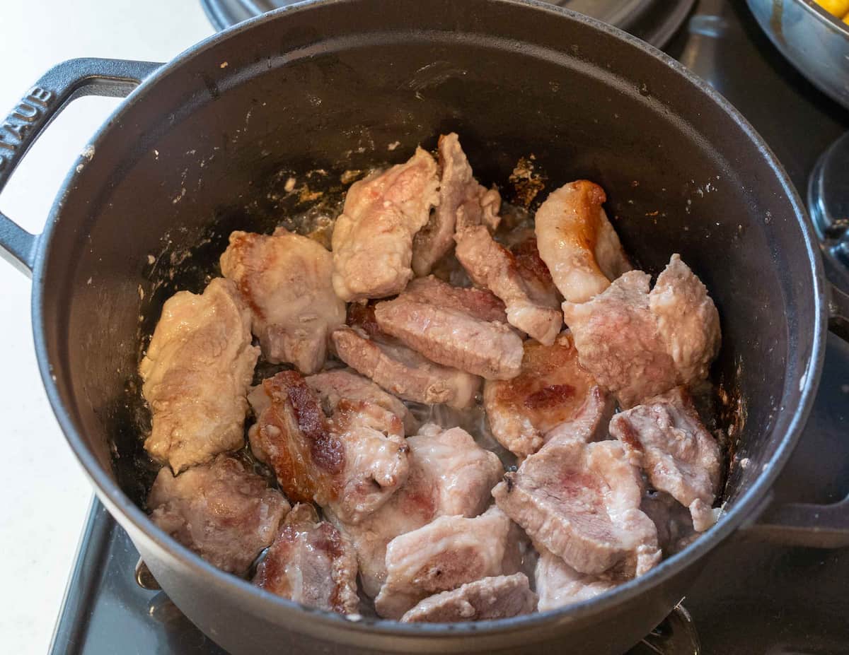 豚肉とれんこんのバルサミコ醤油煮作り方