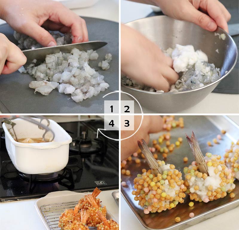 ひな祭りの食卓に、ちらし寿司の素で作る簡単「お寿司ケーキ」と「海老団子のあられ揚げ」