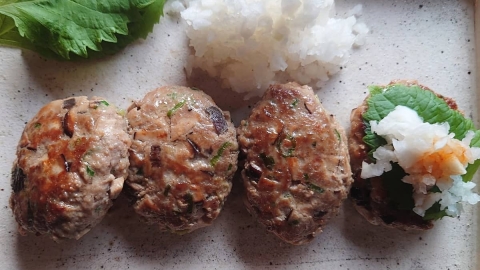 椎茸とネギのおろしハンバーグ