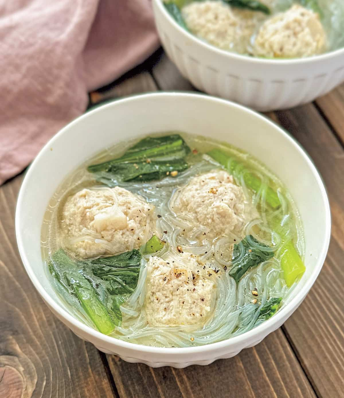 れんこん入り鶏団子春雨スープ