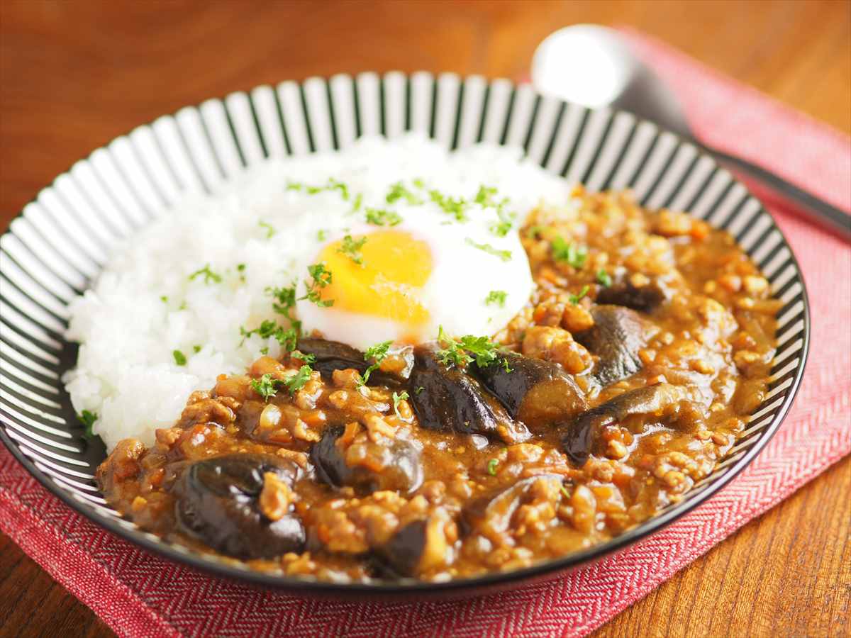 鶏むねひき肉と茄子のキーマカレー