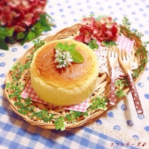 材料3つで作れる！ふわふわシュワシュワ～な「スフレチーズケーキ」レシピ♪