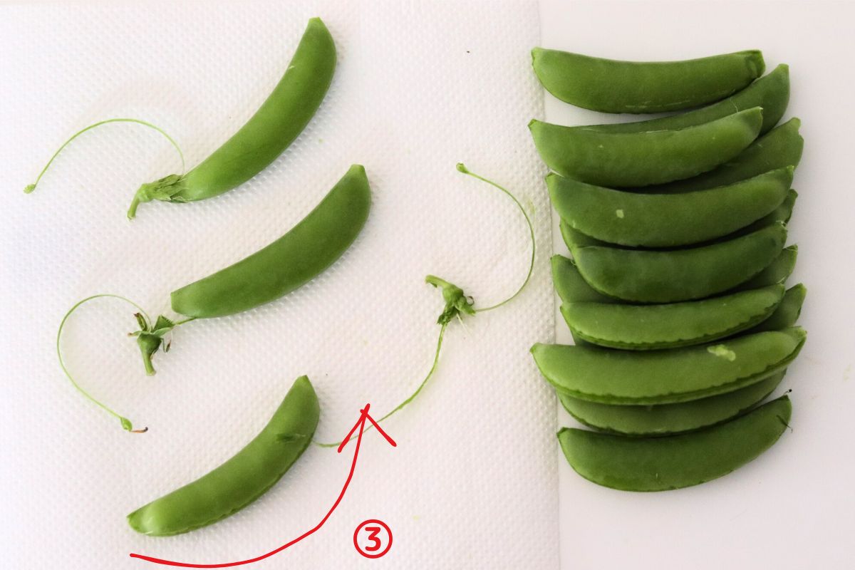 スナップエンドウの筋の取り方