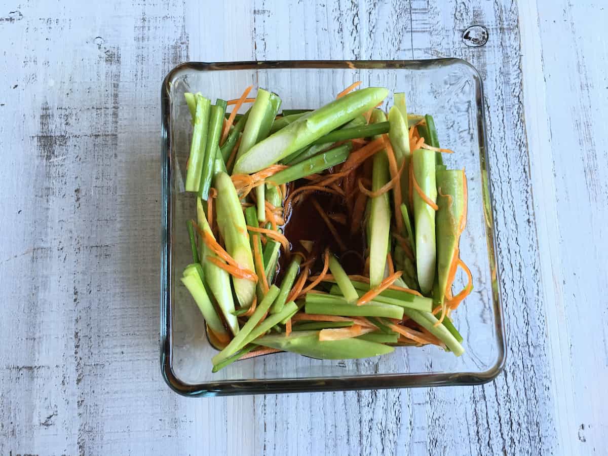 鶏からの夏野菜甘酢だれ