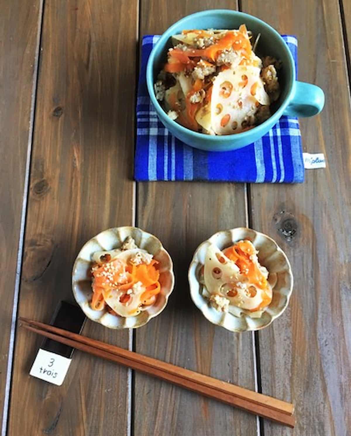 にんじんとれんこんの鶏そぼろきんぴら