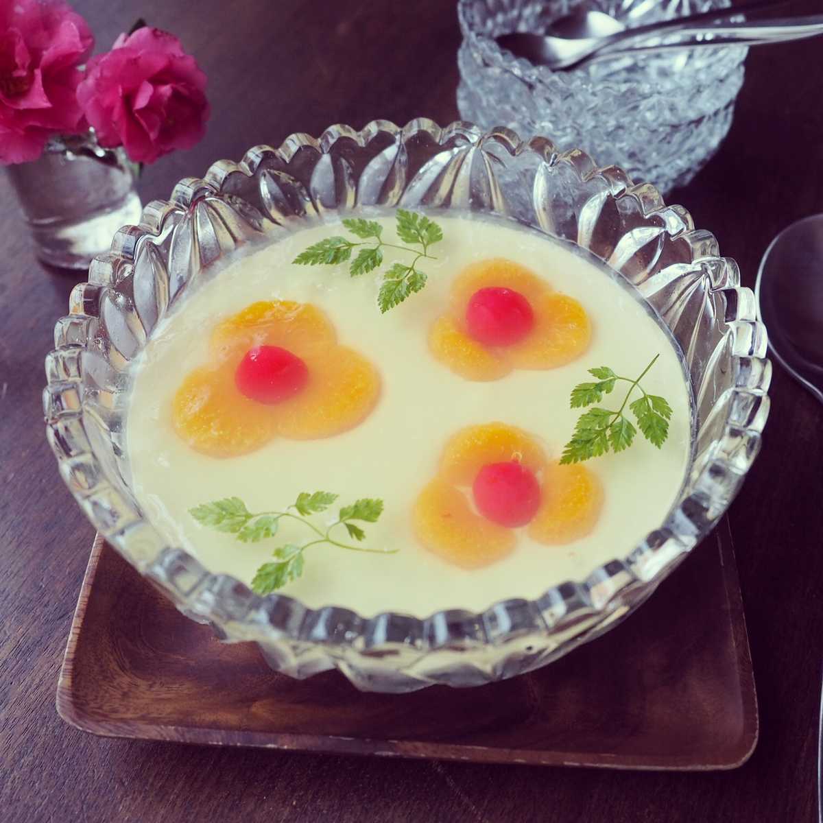 ふるんふる〜ん♪ちょっとレトロな「みかんの花咲く豆乳杏仁豆腐」の作り方