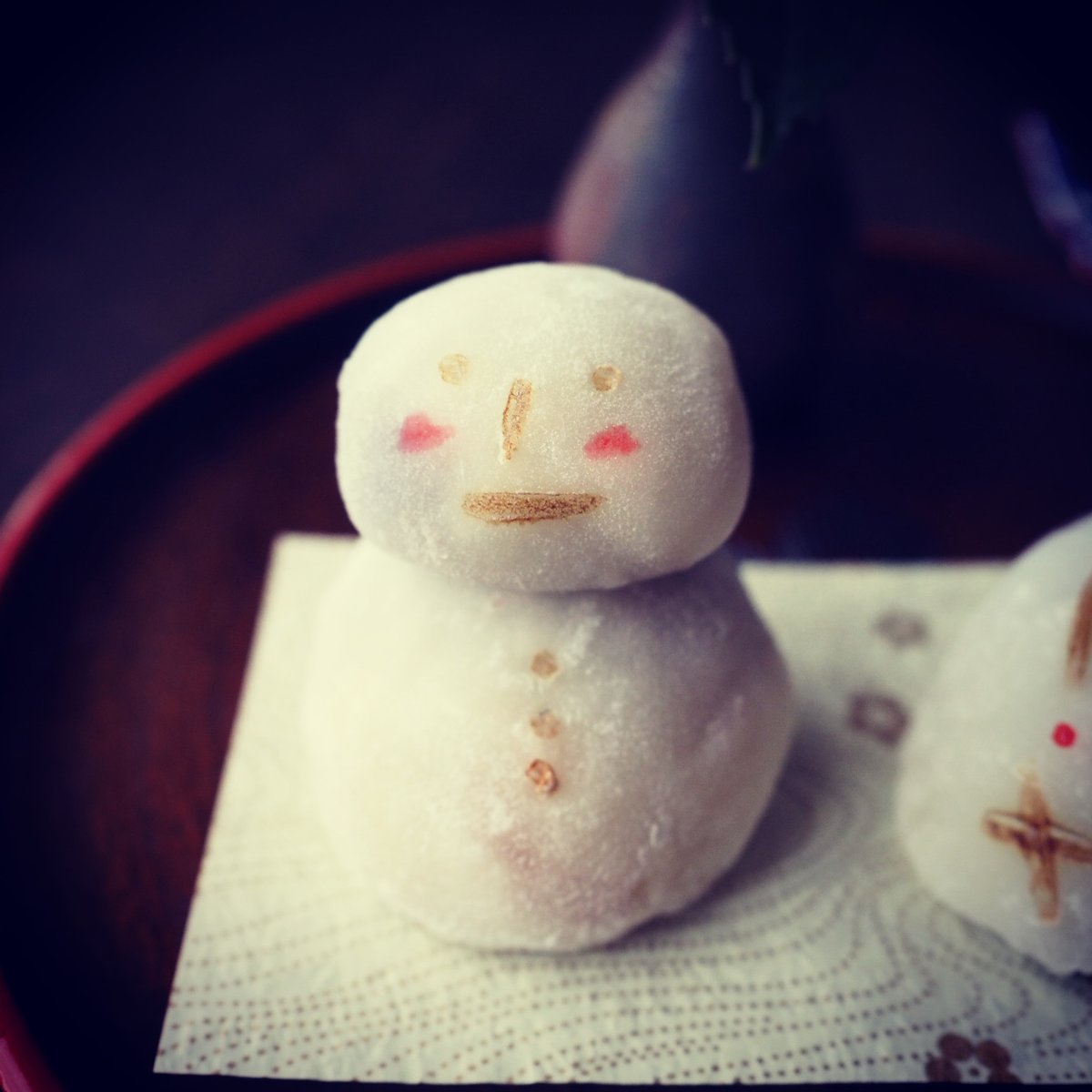 雪うさぎと雪だるまのいちご大福