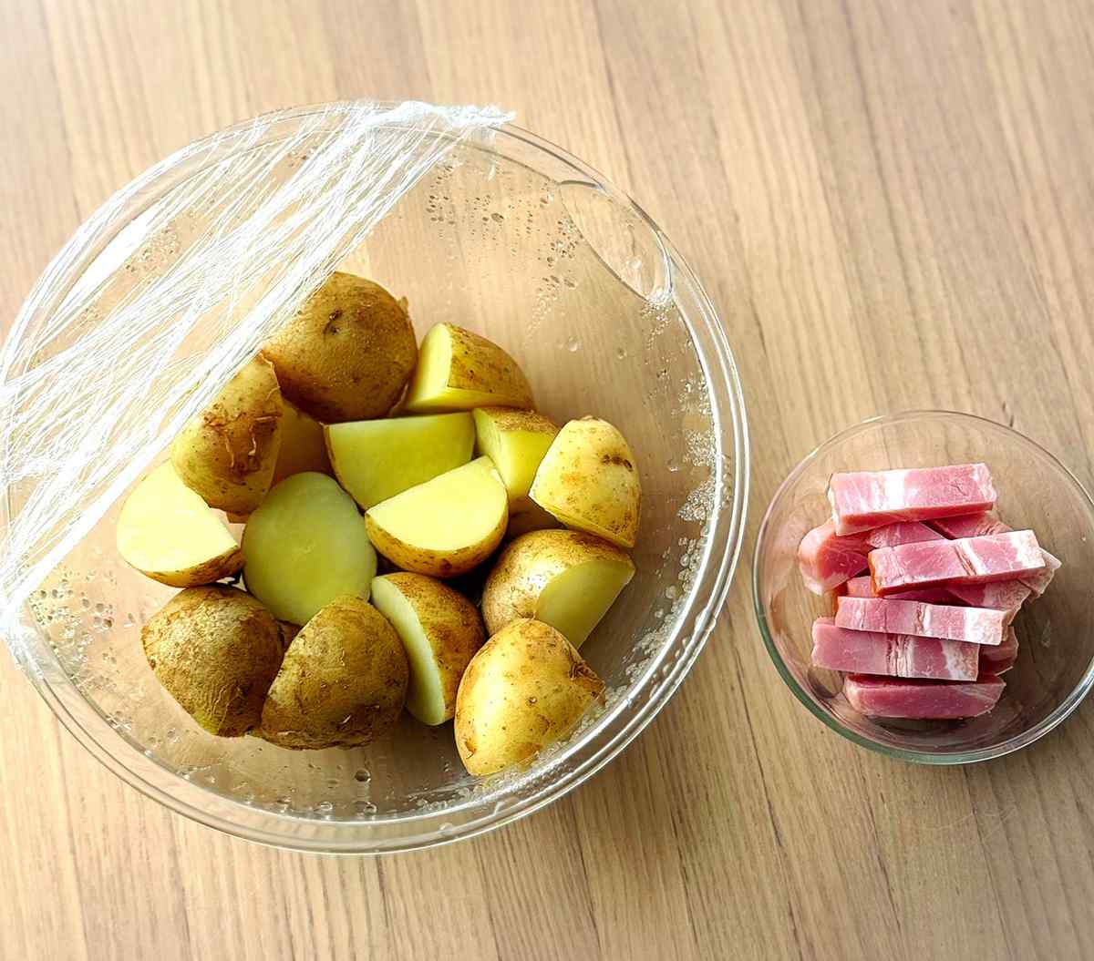 新じゃがとベーコンの甘辛バターしょうゆ
