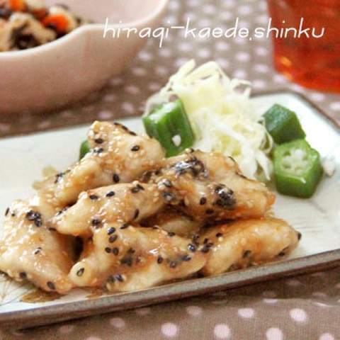 「ごまが香ばしくておいしい！」しっとりやわらか♪「鶏むね肉のWごまみそがらめ」