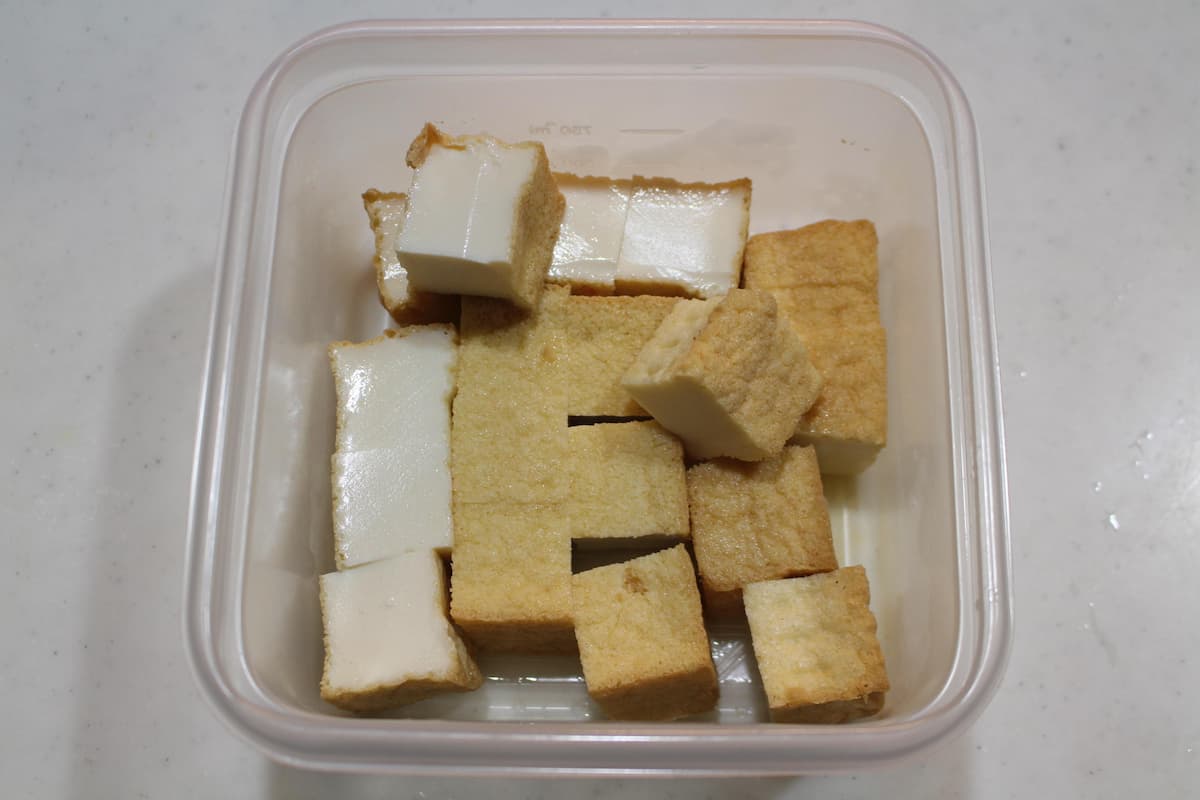 「厚揚げと豚肉の照りうま煮」