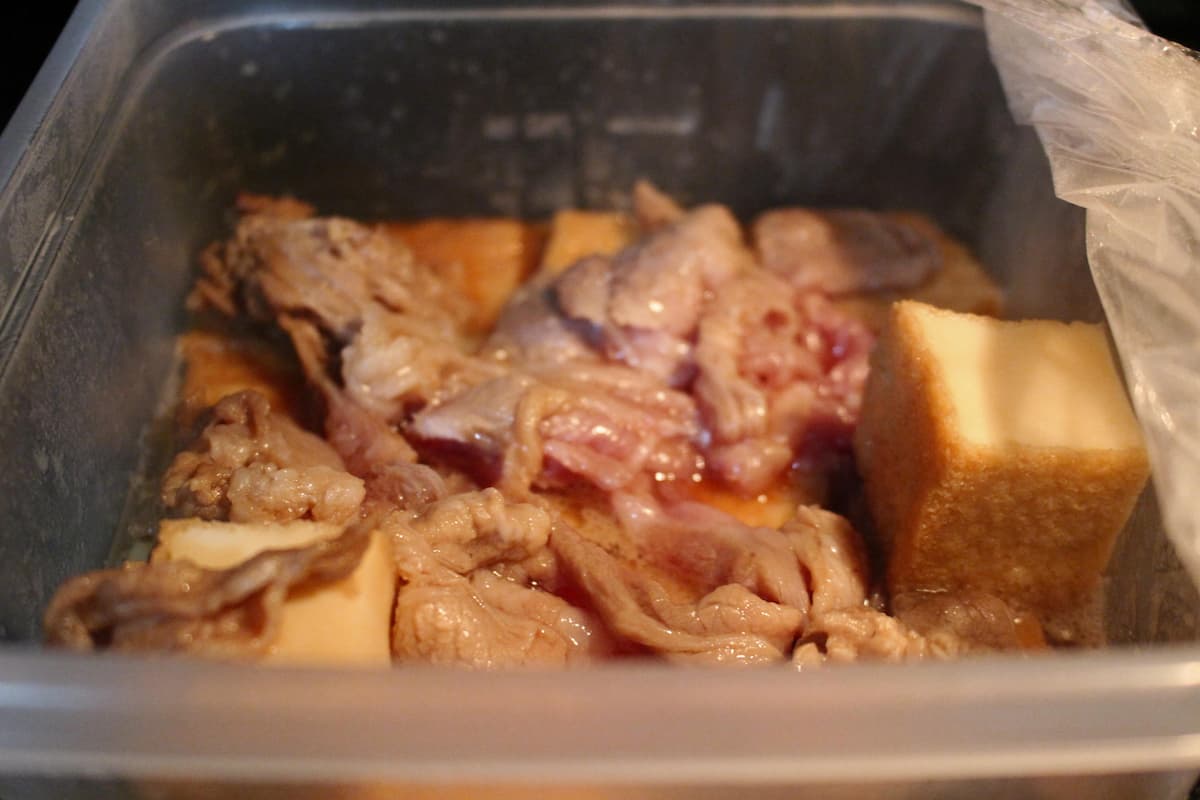 「厚揚げと豚肉の照りうま煮」