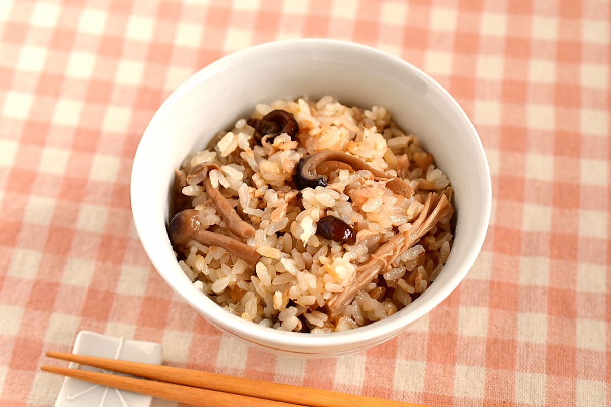 レンチンなめたけを使った炊き込みご飯