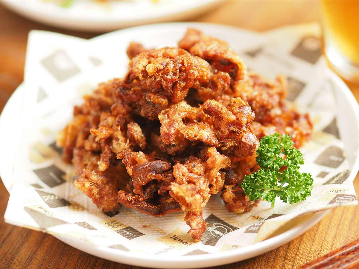 砂肝のカレー炒め、切り取った銀皮も捨てずに「銀皮のとくとく唐揚げ」にして美味しく食べる