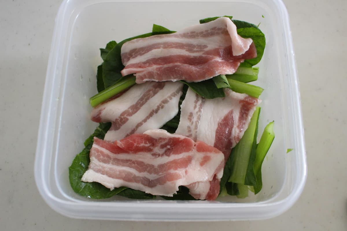 豚バラと小松菜の煮びたし