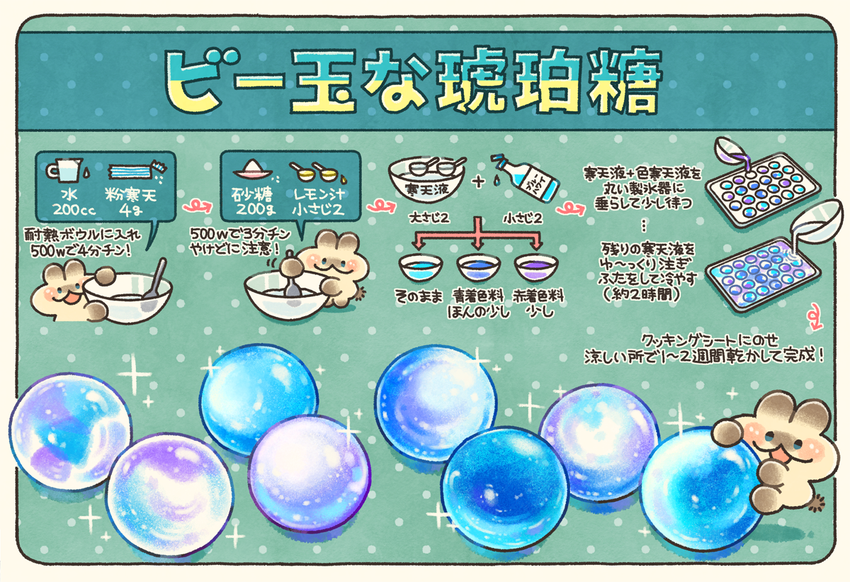 「まるでビー玉のような琥珀糖」
