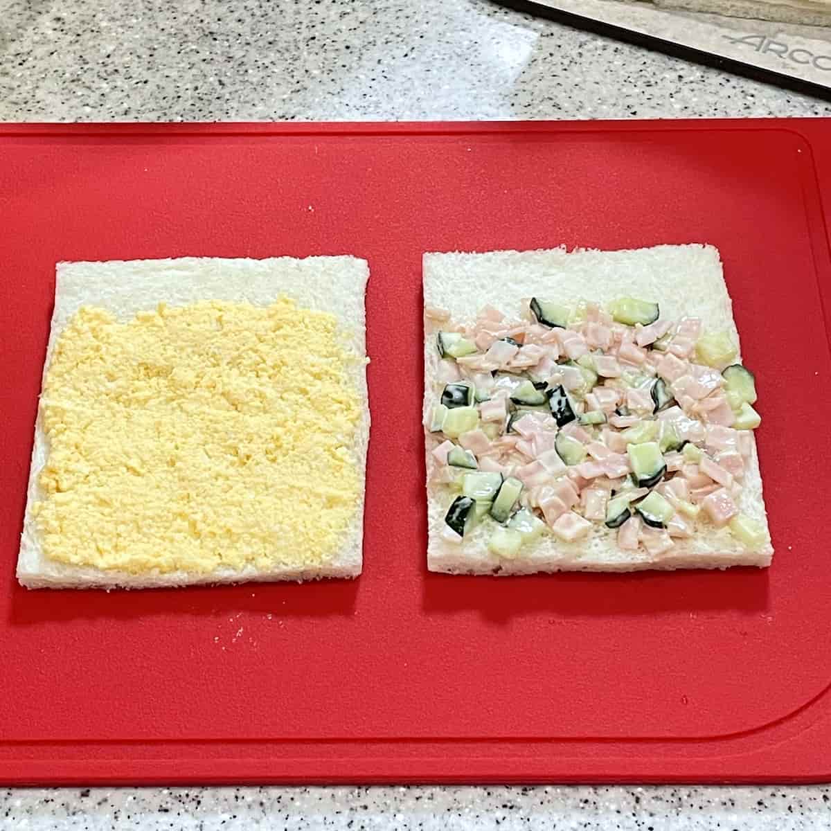 「たまごサラダとハムきゅうりの ロールサンド」レシピ
