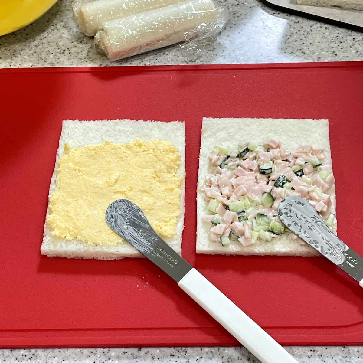「たまごサラダとハムきゅうりの ロールサンド」レシピ