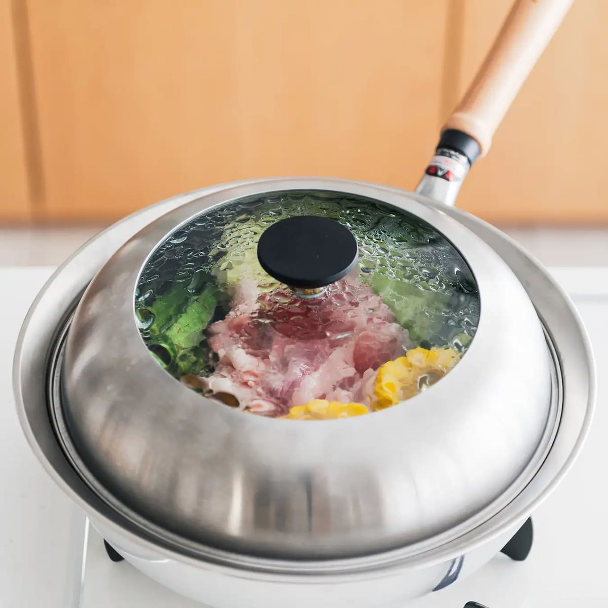 KEYUCA「フライパン用フタ付きステンレス蒸し器」
