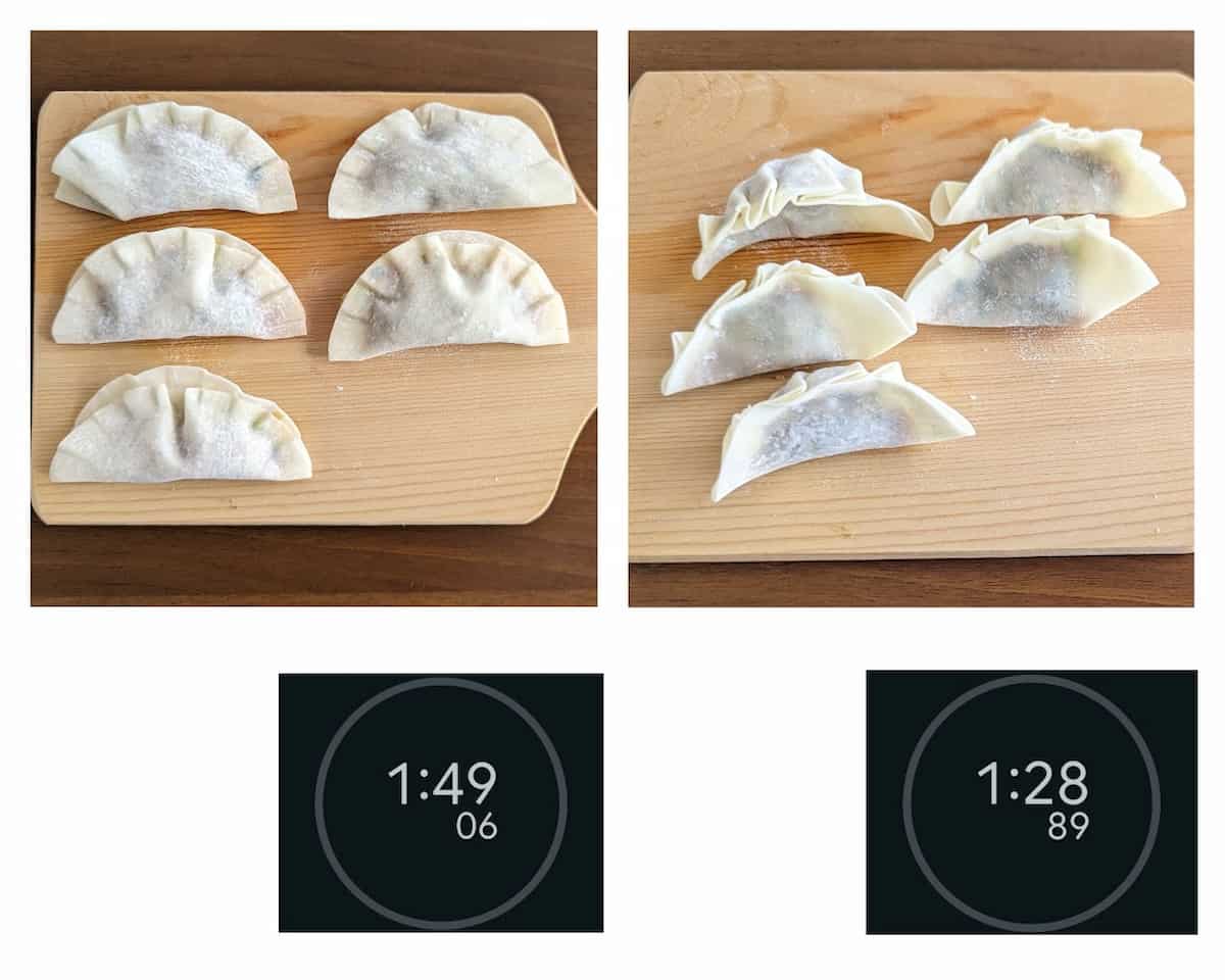 ダイソー かんたん餃子メーカー 早さ比較