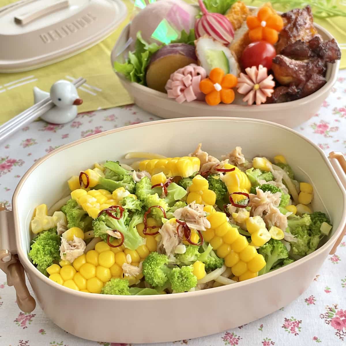 とうもろこしとツナのペペロンチーノ