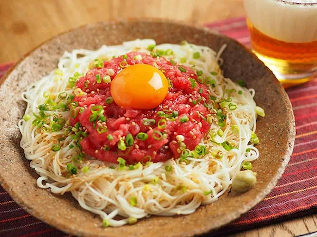 筋肉料理人さん ねぎとろ油そうめん