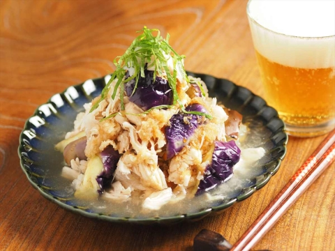 食欲が落ちる夏にぴったり！「鶏ささみとなすのおろしポン酢和え」レシピ
