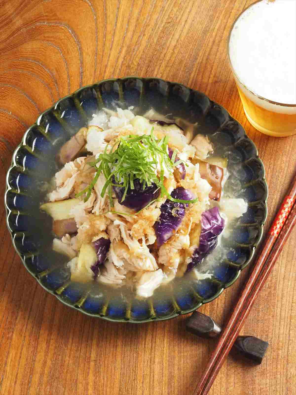 ささみと茄子のぽん酢おろし和え