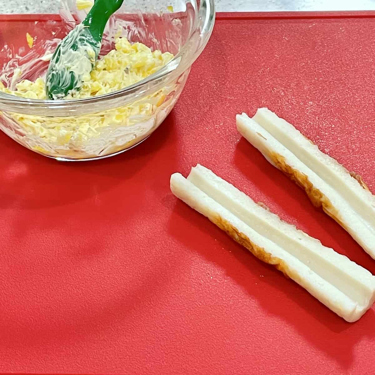 「たくあんとクリチのちくわカナッペ」レシピ