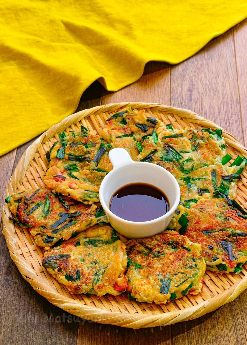 もちもちカニカマにら豆腐チヂミ