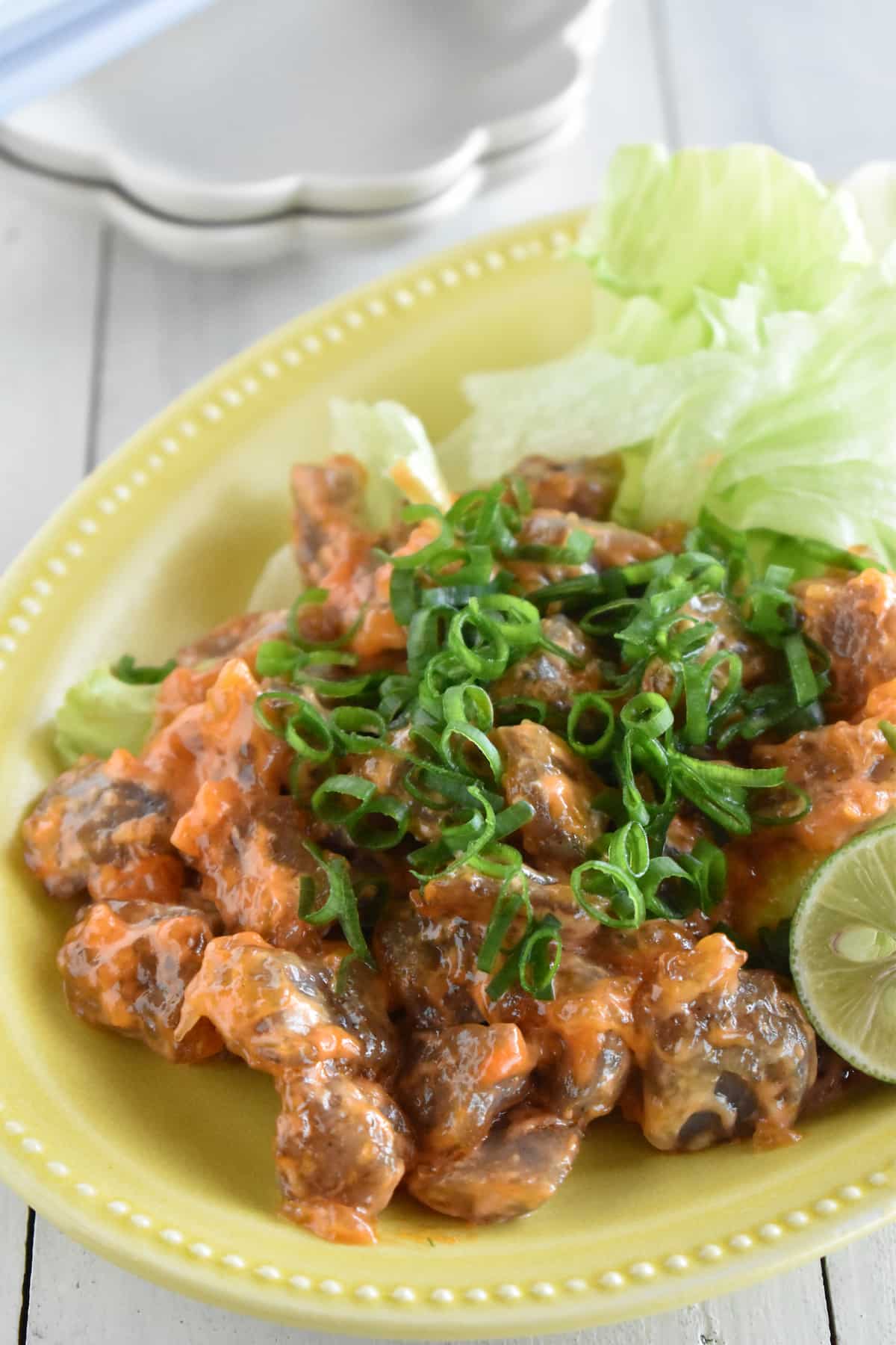 仕上げ(こんにゃくのエビマヨ風)