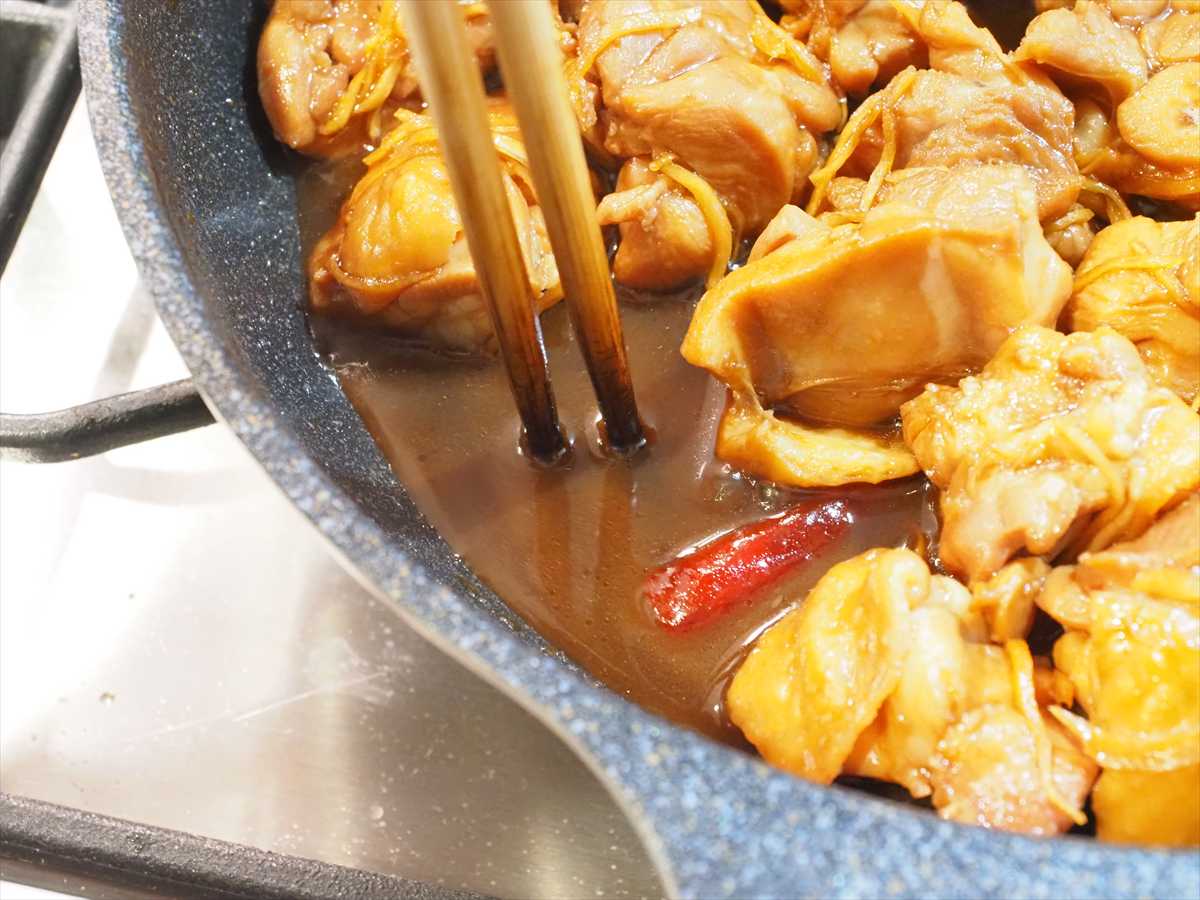 フライパン一つで鶏もも肉1㎏のポン酢煮