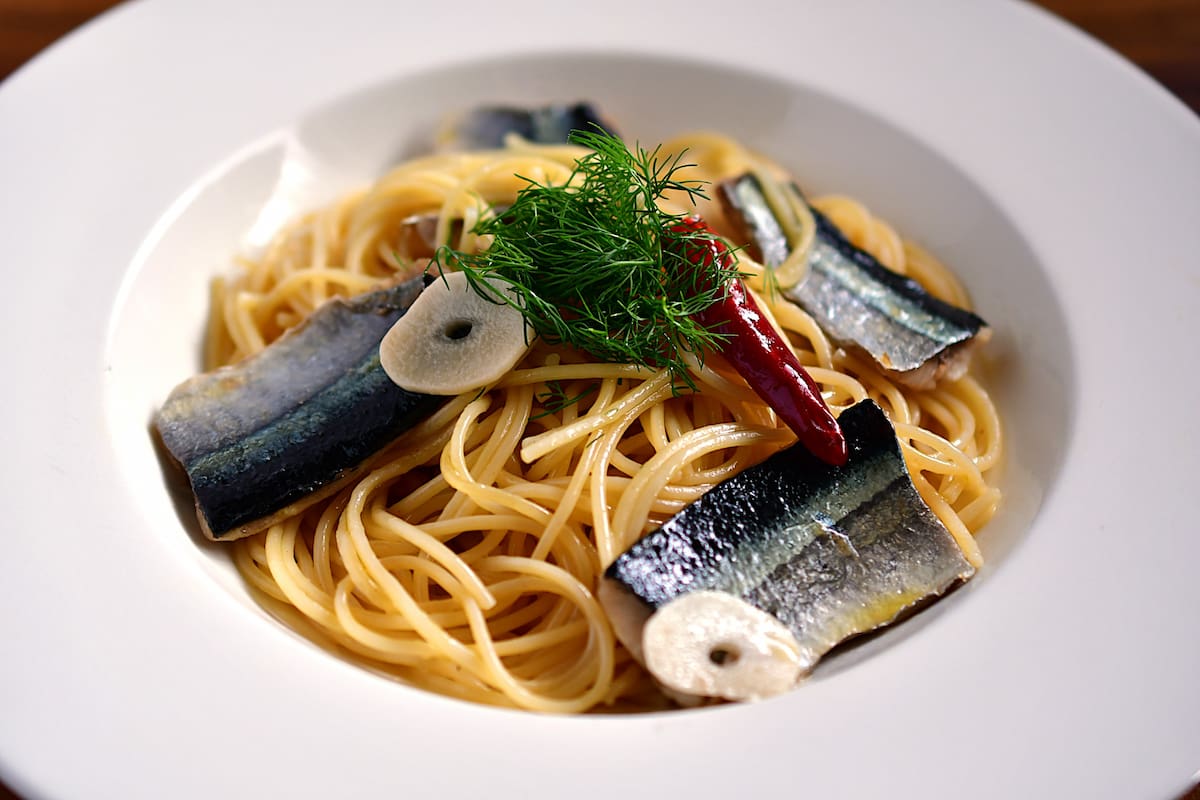 さんまのオイル煮を使ったパスタ
