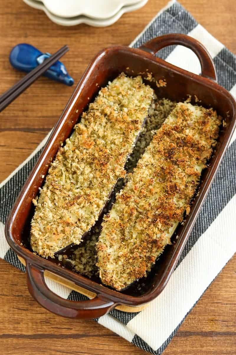 なすのガーリックパン粉焼き
