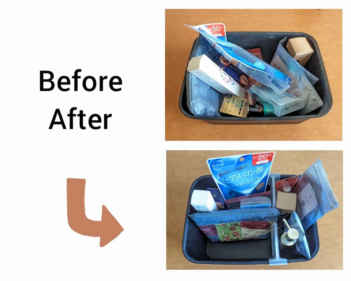 ダイソー ドアポケット用仕切り2P 使用例(日用品)