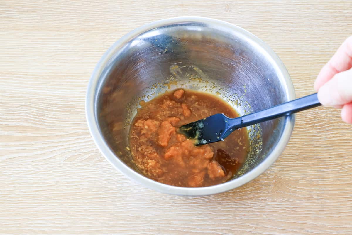 小松菜と厚揚げの味噌そぼろ炒め