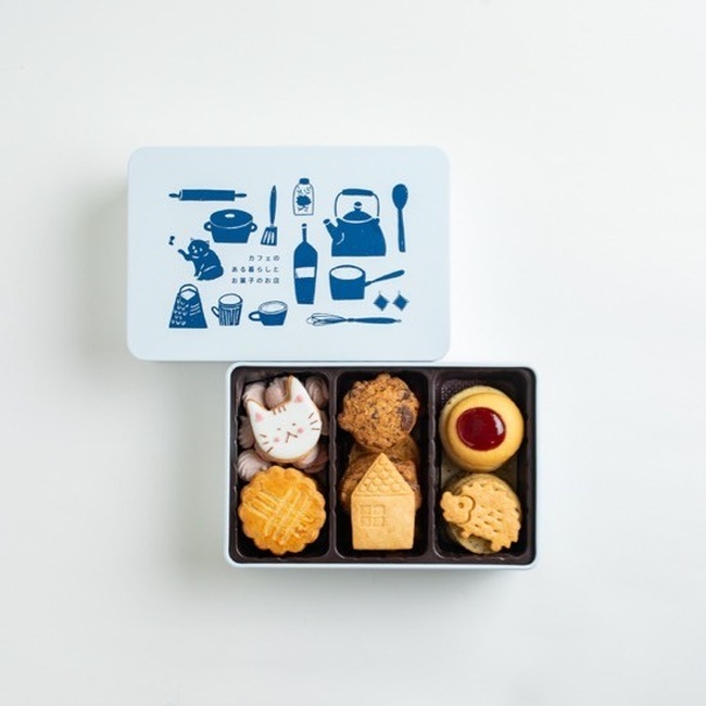 ハリネズミとネコのクッキー缶／カフェのある暮らしとお菓子のお店